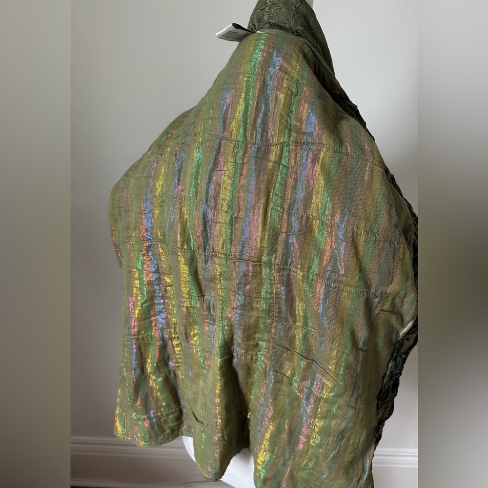 PARSLEY & SAGE Green Patchwork Lace Rainbow Lagenlook Arsty Button Down Size XL - Picture 7 of 9